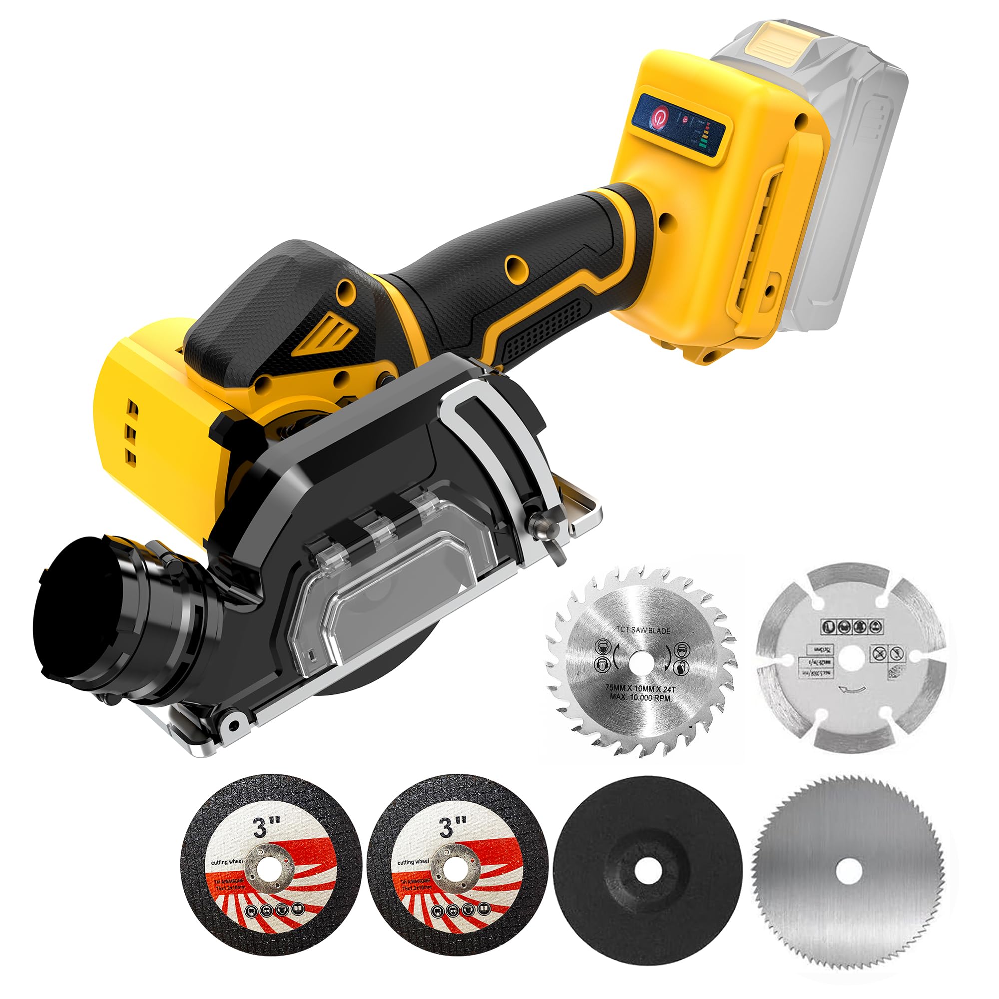 Photo 1 of 3" Cordless Cut Off Tool Compatible With DeWalt 20V MAX Battery(NO Battery) Mini Circular Saw Brushless Compact with 3" Blades,19000RPM,Removable Dust Cover for Metal/Wood/Tile/Plastic