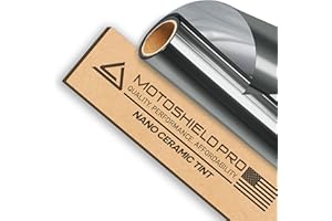 MotoShield Pro 25% VLT Nano Ceramic Window Tint for Car 20” in x 10’ ft 2PLY Roll High Heat Rejection & Glare Reduction Auto Tint Privacy Film, Rejects up to 99% IRR, 99% UV Blocking, Easy DIY Shrink