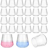 mekueeex 24 Pack Plastic Ribbed Wine Glasses, 14oz Stemless Disposable Wine Cups, Clear Unbreakable Outdoor Cocktail Glasses, Heavy Duty Reusable Plastic Drinking Cups for Party Wedding Mimosa Bar