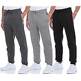 DARESAY Mens 3 Pack Dry Fit Fleece Athletic Workout Jogger Sweatpants for Men with Pockets and Drawstring Size S-3XL