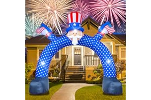 POPTREND 11FT 4th of July Inflatable Decorations,Uncle Sam Archway Decor with Build-in LEDs,Blow Up Yard Decoration Patriotic Independence Day Inflatables for Party Indoor, Outdoor, Lawn, Garden Decor