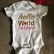Get Amazon Com Hello World Personalized Baby Girl Gold Glitter Onesie For Android Wallpaper Amazon Com Hello World Personalized Baby Girl Gold Glitter Onesie For Android