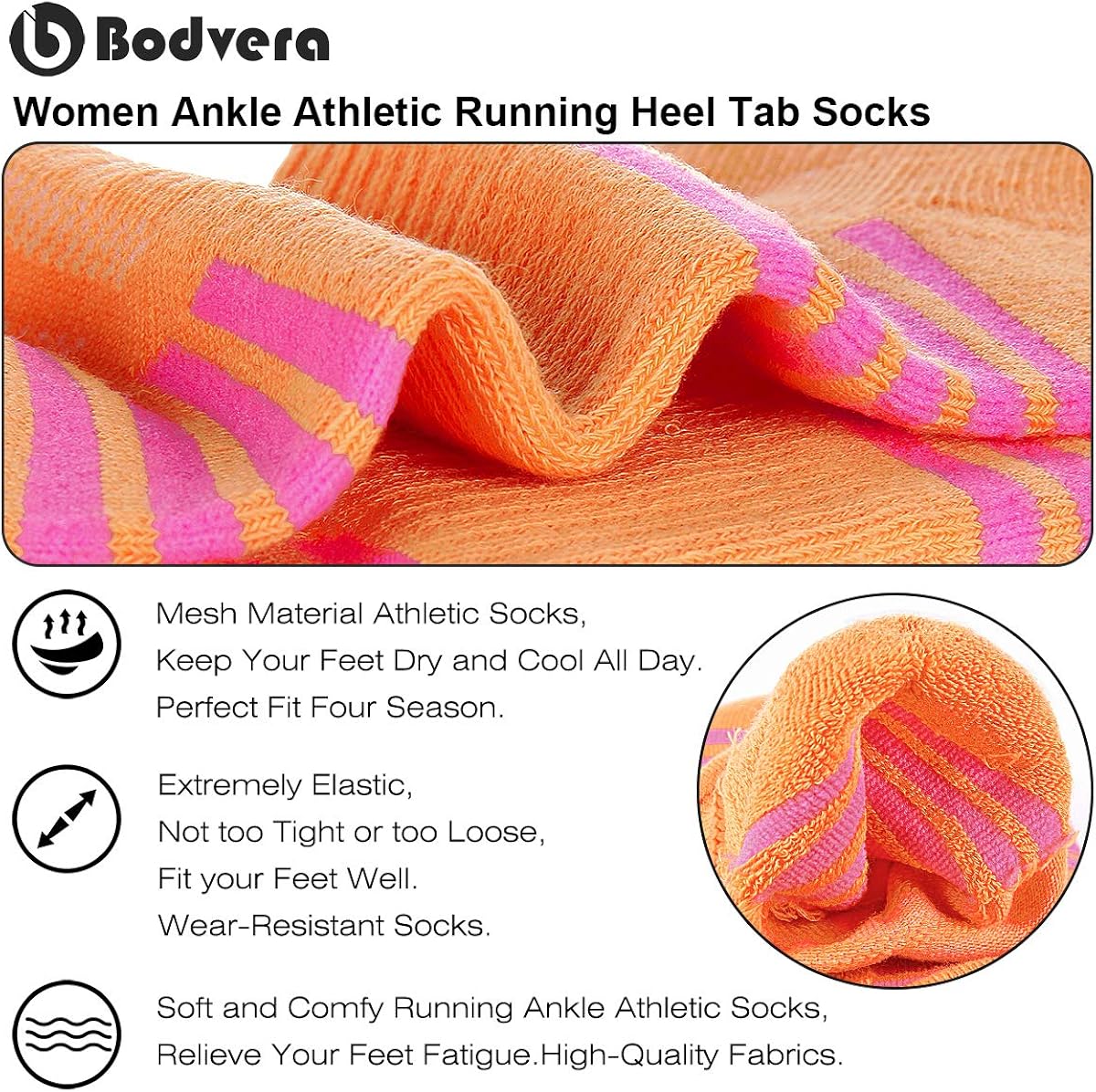 Bodvera Women's 6 Pack Performance Ankle Athletic Running Socks Cushioned Breathable Low Cut Sports Tab Socks White at  Women’s Clothing store