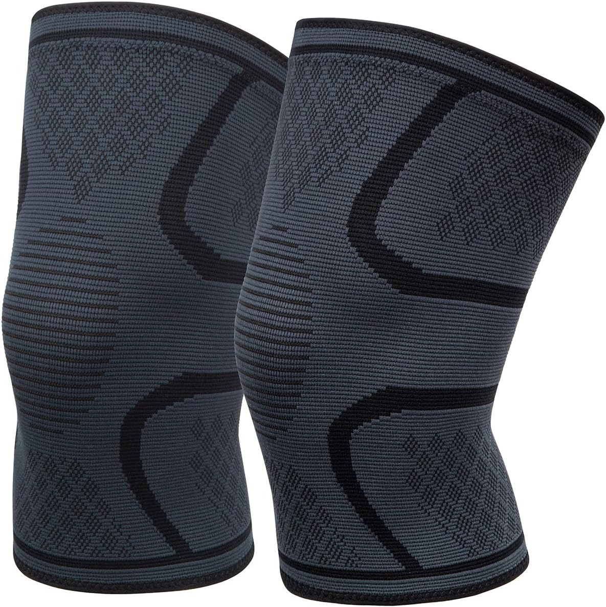 Knee Brace Compression Sleeves, 1 Pair Wrap Best for Meniscus Tear, Arthritis, Quick Recovery, Knee Support for Running, Crossfit, Workout, Gym, Basketball, Outdoor Sports (Black, XXL)