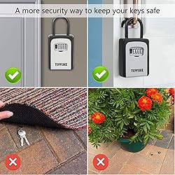 TOWOKE Key Lock Box For Outside - Weatherproof Lock