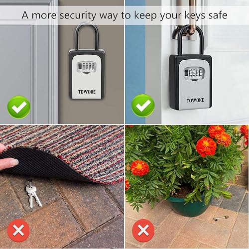 JIANTA Weatherproof Key Lock Box – 4-Digit Combination Key Safe, Holds 5 Keys, Wall Mount Or Hanging, Heavy-Duty Aluminum Alloy For Home, Office, Garage Or Airbnb