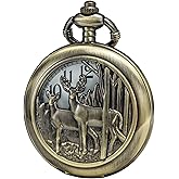 SEWOR Japan Quartz Movement Pocket Watch with Double Chain (Metal &amp; Leather)