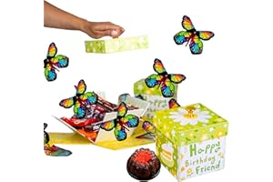SEND A CAKE SendaCake Happy Birthday Friend Explosion Gift Box with Flying Butterfly Surprise, Assorted Candies, Chocolates & 3" Red Velvet Mini-Bundt Cake – Fun Gift for All Ages & Occasions