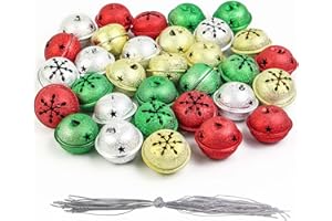 EVYIENEN Jingle Bells, 32PCS 1.6 inch Multicolored Decorative Bells Christmas DIY Bells for Christmas Day Decoration Birthday Party Wedding DIY Craft (Frosted)