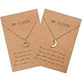 Sucanra Sisters Necklace for 2, Sun and Moon Matching Necklaces Birthday Christmas Gifts for Girls Women BFF