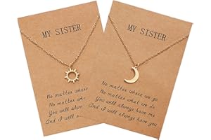 SUCANRA Sisters Necklace for 2, Sun and Moon Matching Necklaces Birthday Christmas Gifts for Girls Women BFF