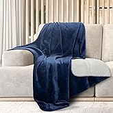 Mon Chateau 60" x 70" Fireside Mélange Throw Blanket, Contrast Stitching Soft Blanket for Queen-Size Bed, Couch, or Sofa, Cozy Home Decor and Stylish Living Room Comfort, Sapphire Veil