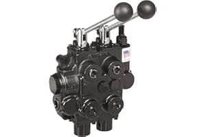 PRINCE MANUFACTURING Prince RD522CCAA5A4B1 Directional Control Valve, Two Spool, 4 Ways, 3 Positions, Tandem Center, Cast Iron, 3000 psi, Lever Handle, 25 gpm, In/Out: 3/4" NPTF, Work 1/2" NPTF