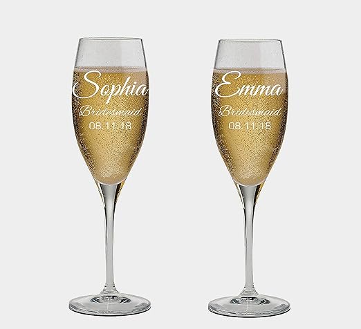 personalized champagne glasses for bridesmaids