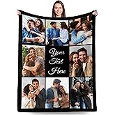 Personalized Blankets with Pictures Text, Custom Blanket for Couple, Customizable Photo Blanket for Girlfriend Boyfriend, Christmas Valentines Day Birthday Gifts for Wife Husband Besties Dad Mom