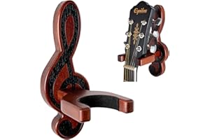 TESLYAR Guitar Holder Wall Mount Ash Wood Wooden Guitar Hanger Hook Stand Rack Guitar Hanger for Electric Classic Acoustic and Bass Guitar Musical Instruments Hardwood (Mahogany)