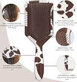 FRAMAR Paddle Brush for Thick Curly Hair Detangler Wet Hair Cow Print view 6