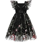 IBTOM CASTLE Toddler Flower Girl Dress Flutter Sleeve Floral Tulle Tutu A-Line Birthday Tea Party Summer Sundress