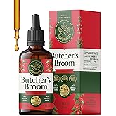 HERBAMAMA Butcher's Broom Root Drops - Vegan Leg Support with Ruscus Aculeatus Extract Tincture - Non-GMO, Alcohol & Sugar-Free Butcher's Broom Supplement, 84-Day Supply