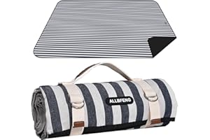ALLBFENG Picnic Blankets 80" x 60" Extra Large Outdoor Blanket Sand Free Foldable with Carry Strap for Beach, Camping, Park Grass, Hiking, Travel, Concerts, Indoors