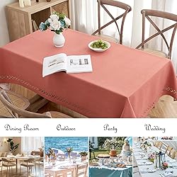 MIULEE Pink Polyester Linen Rectangle Tablecloth