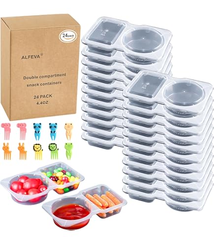 Lot De 15 Récipients à Condiments à Double Compartiment Avec Couvercles