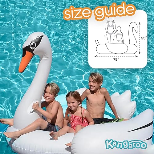 Kangaroo Luxurious Giant Swan Inflatable Tanning Pool Float, 78 x