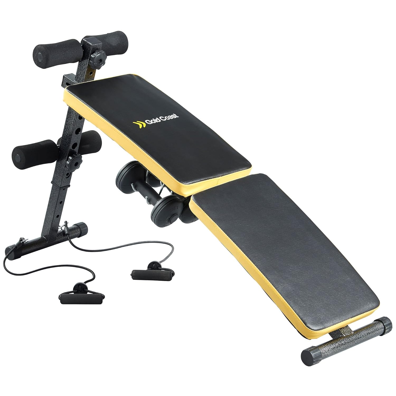 Gold Coast Folding Ab Sit Up Bench Comes with Dumbbells and