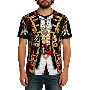 Pirate Graphic T Shirt Adults Funny Pirate Accessories Crewneck Casual Top | novelty clothing 3D print novelty mens pirate co