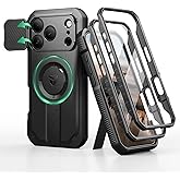Dexnor for iPhone 17 Pro Case, [2 Front Frame & Built-in Flip Camera Cover & Kickstand], Compatible with MagSafe, Heavy-Duty Rugged Shockproof Portection Case with Screen Protector, 6.3 inch Black