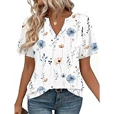 Zeagoo Womens Tops Short Sleeve V Neck Tee Shirts Cute Dressy Casual | Basic Clothing, Business Work Blouse, Loose Fit Tunic Fashion