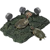 REPTITRIP Turtle Basking Platform for Aquarium 40/45/55/60/65/75/90 Gallon | Size: 14x10.5 inch, Made of Resin, Easy-Climb Ramp, Strong Suction Cups, for Adult Turtle, Authentic Rock Textures