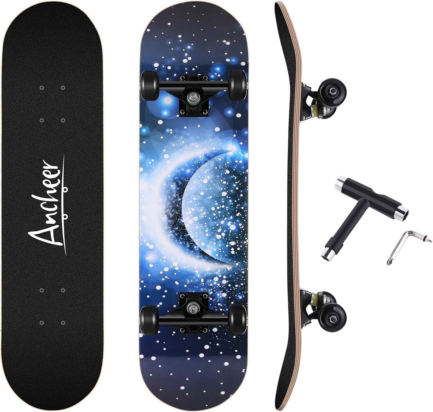 Amazon スケートボード 31インチ スケボーコンプリート 高精度 Abec11製 ベアリング 95aウィール 集中力や平衡感覚育成 スケボー 初心者向けに 大人用 子供用 子供 誕生日 へプレゼントなどに スケートボード 星空 スケートボード おもちゃ