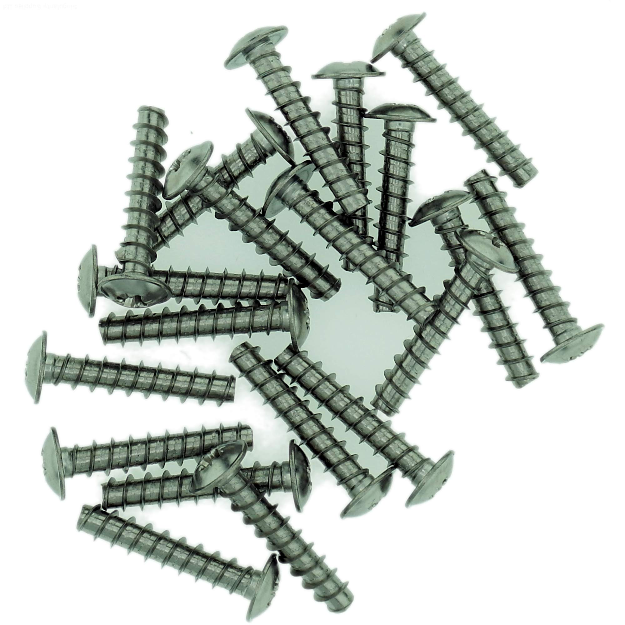 D3.5 (3.5mm x 10mm) Pozi Pan Screws for Plastic (Flanged - Trilobular) - Stainless Steel (A2) (Pack of 20)