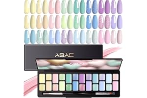 ABAC Pastel Shimmer Solid Gel Polish Set,Spring&Summer Easter Hema-free 24 Colors Soak Off Gel Polish Kit w/ Double-Ended Nail Art Brush for Salon and Nail Art DIY at Home
