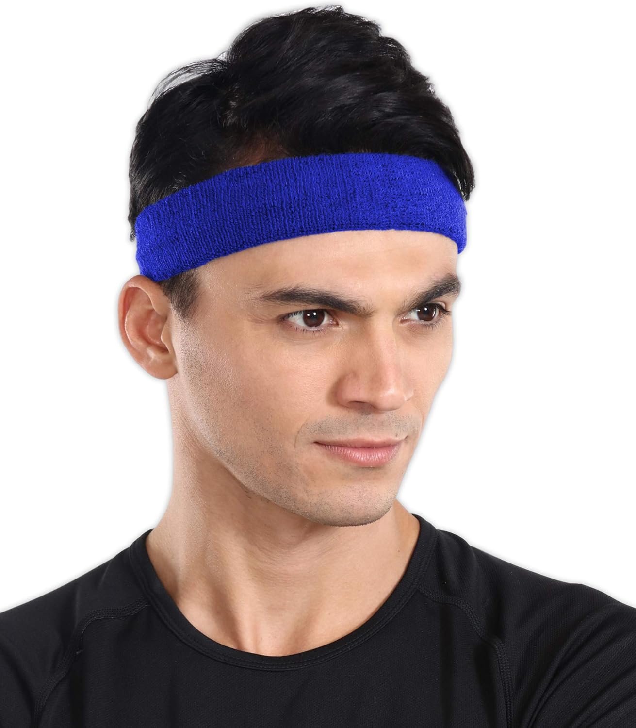 Sweat Headbands - Sports Head Sweatbands for Athletic Men & Women - Stretchy & Soft Cotton Terry Cloth Bands for Working Out, Tennis, Gymnastics, Basketball, Baseball, Football, Running, Gym Exercise : Clothing