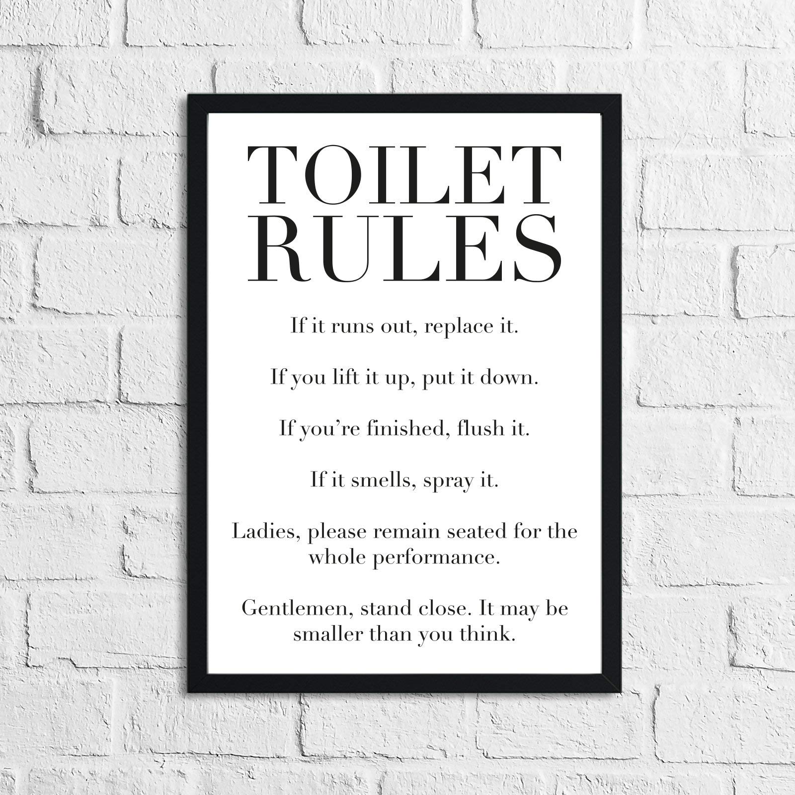 JasonCarlMorgan WinsterCreations Toilet Rules Funny Humorous Bathroom Wall Decor Print A4 Normal