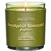 M&SENSE Eucalyptus Mint Vegan Soy Candles, 10oz 42-Hour Long Burning, Winter Home Fragrance for Stress Relief Calming Meditation, Thanksgiving Christmas Gift for Women and Men
