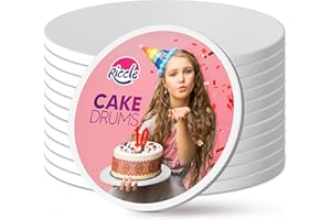 RICCLE Cake Boards - 12 Inch Cake Drums - Smooth-Edged Pack of 12 Cake Drum - Sturdy Cake Boards 12 Inch Round - Bend Resistant Multi-Layered Cake Base for Minimalist Displays