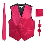 Gioberti Men's Formal Vest Set, Bowtie, Tie, Pocket