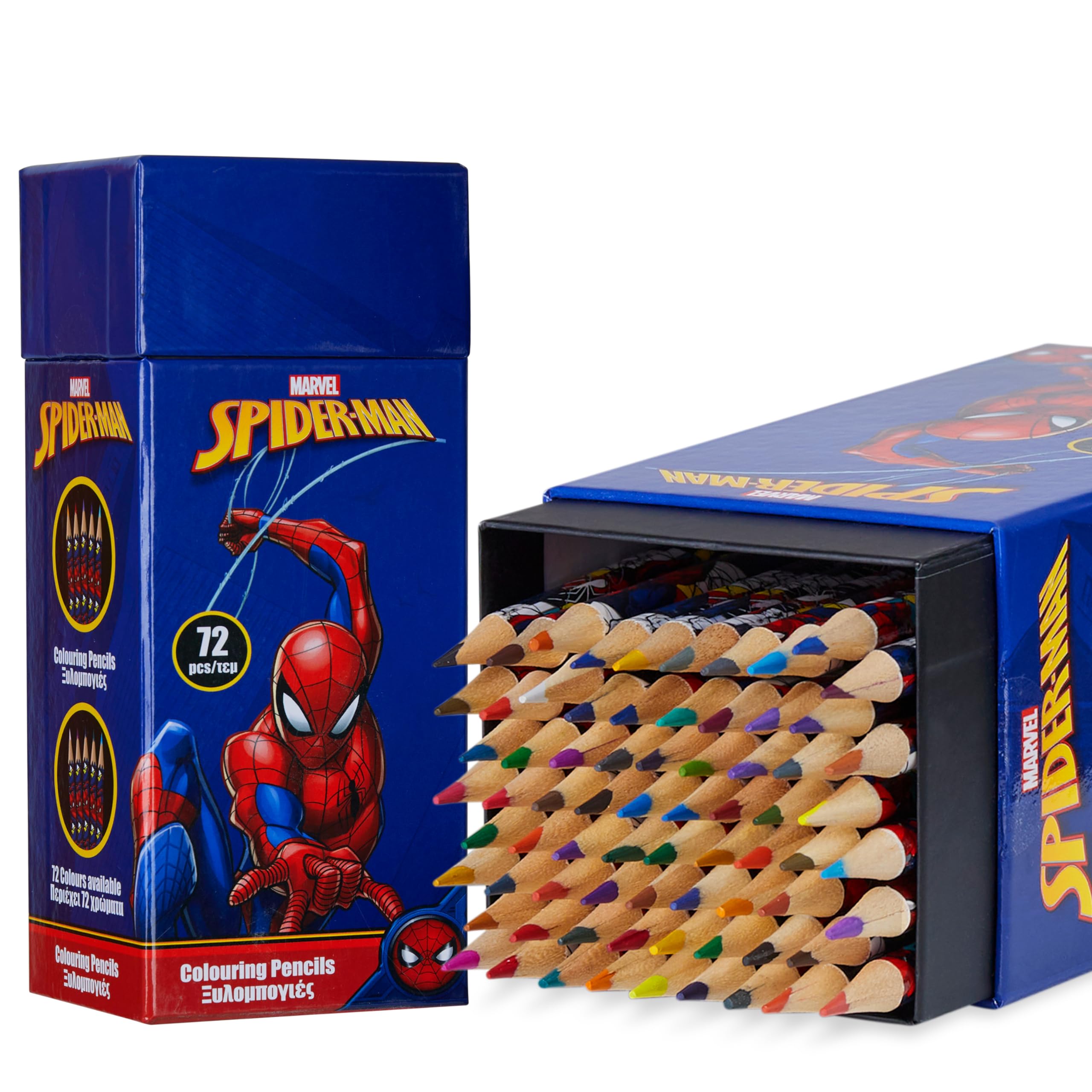 Disney Colouring Pencils for Kids, 72 Pencils Colouring Box Assorted Colours Art Supplies - Kids Gifts (Navy Spiderman)