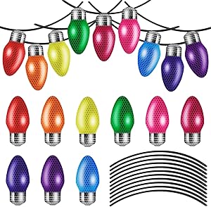 36 Pieces Christmas Car Magnets Set Include 18 Pieces Reflective Lights Bulb Car Magnet Automotive Christmas Lights Magnet with 18 Pieces Magnet Wire for Christmas Garage Door Refrigerator Decoration