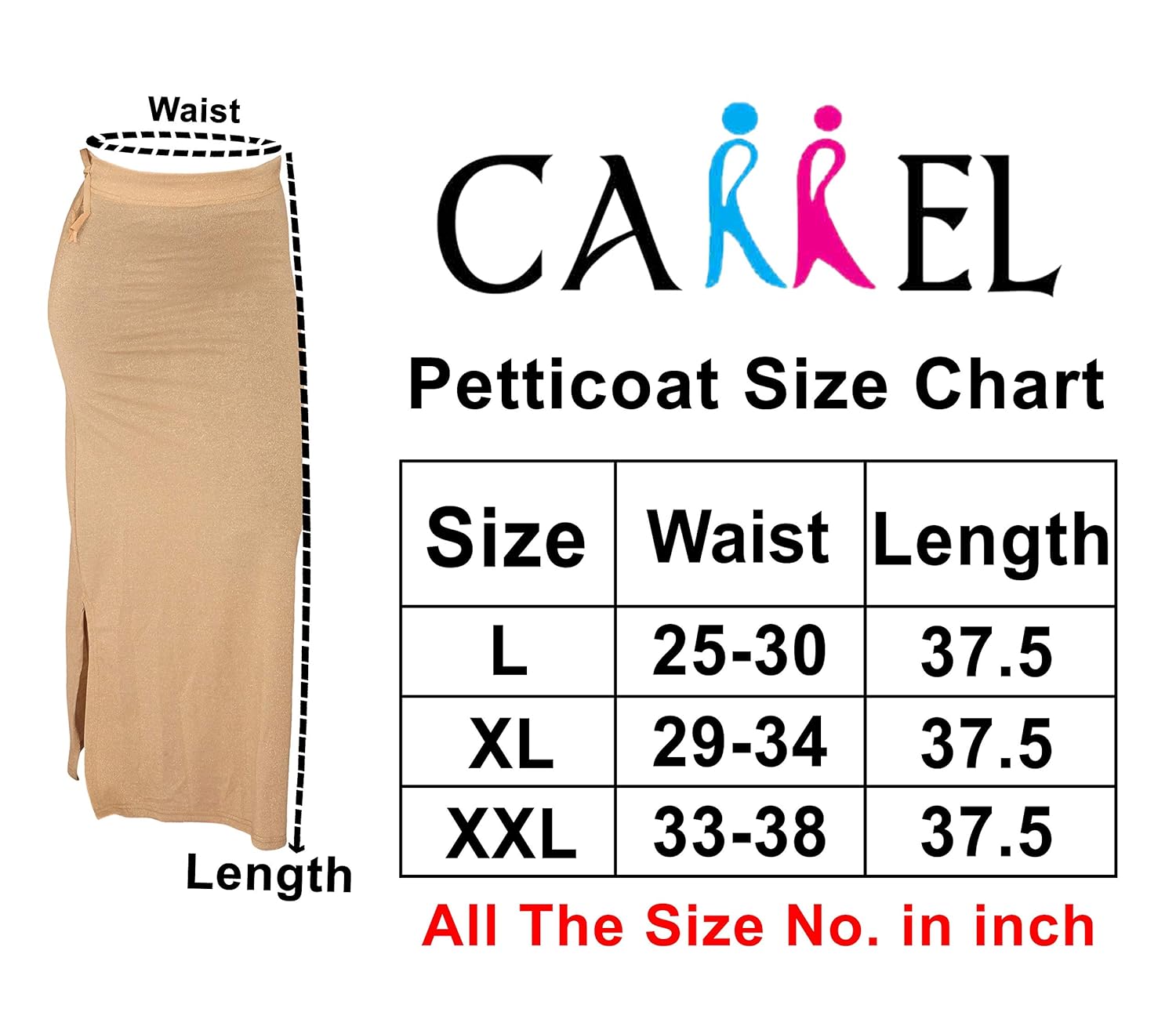 carrel women sequins fabric comfort fit long length plain shiney petticoat
