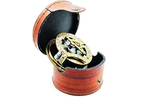 PORTHO Sundial Compass with Round Pouch| Antique Replica| for Time Approximation, Direction Finding| Antique Gifts for Collection, Birthday, Graduation, Baptism