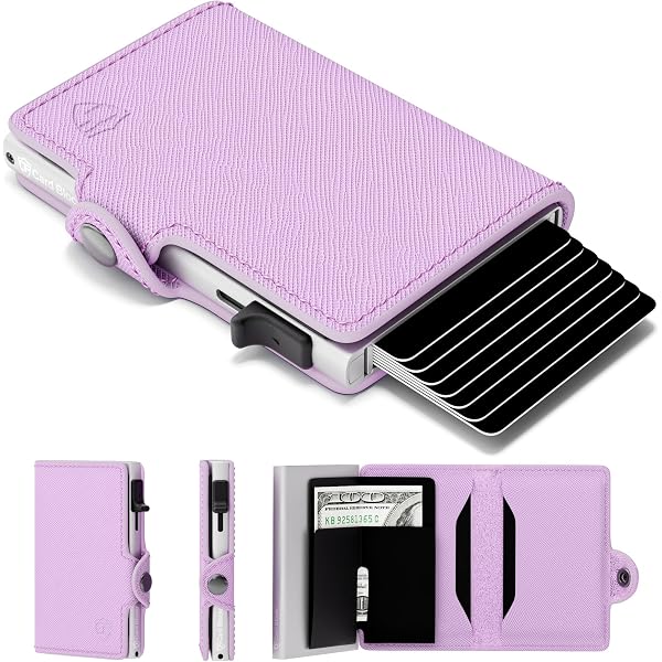 Women's Small Leather Wallet With RFID Blocking - Bifold Card Holder With Zip Pocket, Light Pink