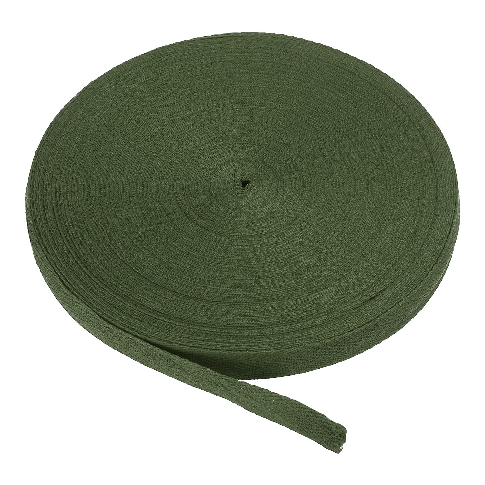 PATIKIL Cotton Twill Tape 15mm(5/8 Inch) 50 Yards Cotton Ribbon Bias Binding Tape Herringbone Webbing Trim for Sewing Gift Wrapping Craft DIY Army Green