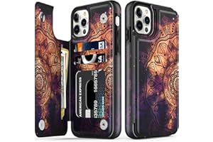 LETO for iPhone 15 Pro Case Flip Folio Leather Wallet - Fashionable Flower Designs - Card Slots,Kickstand - Protective Phone Case for Women and Girls - 6.1" - Beautiful Henna