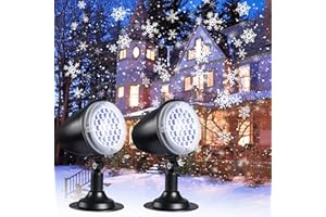 SUNBOX Christmas Projector Lights Outdoor,Highlight LED Snowflake Lights Projector, Rotating Snowfall Projector Lamp,Waterproof Christmas Decorations Lighting for Xmas Holiday Party Wedding Garden Patio-2Pcs