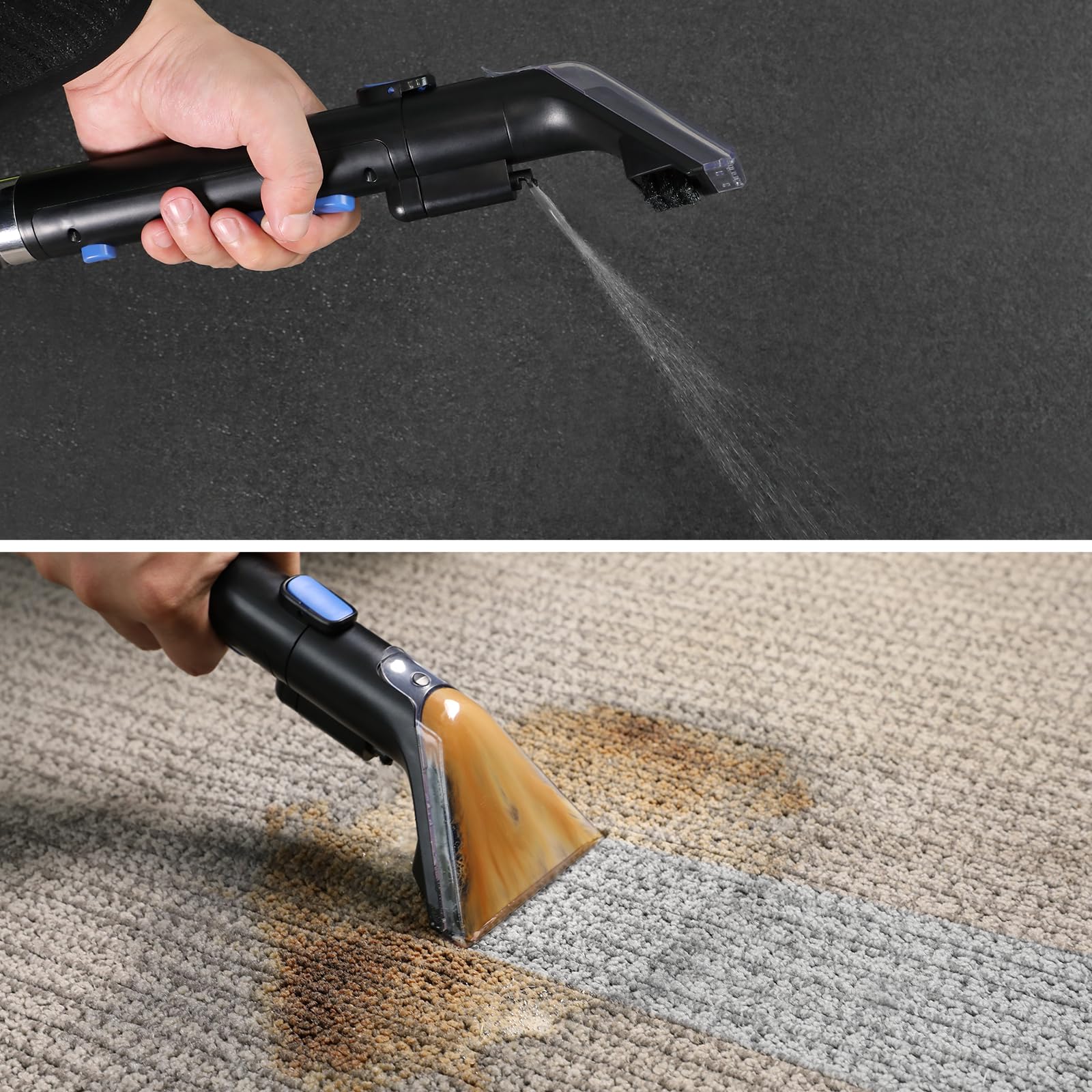 Carpet Cleaner Machine 11Kpa Strong Suction, New 450W Powerful Motor, Portable Upholstery Cleaner with Spot Cleaner, Stain Remover for Pet Accident, Rugs, Carpet and Upholstery Black