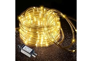 XMASBOKEH 66FT 200 LED Rope Lights for Outside, Connectable Rope Lights Outdoor Waterproof with 8 Modes, Plug in Christmas String Lights for Outside, Indoor, Bedroom, Garden, Patio, Pool Decor, Warm White